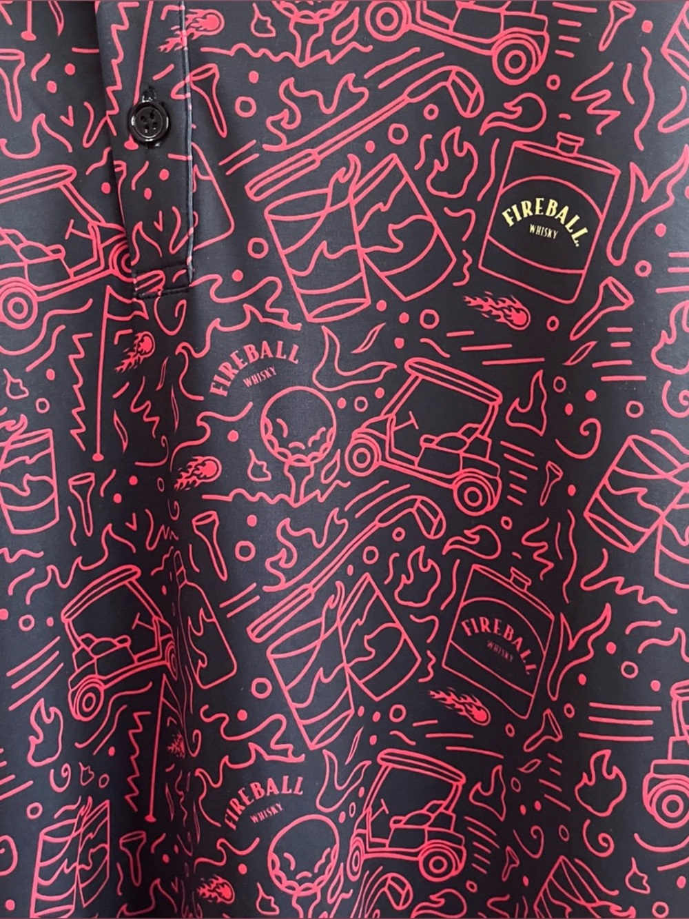 Sunday Swagger Fireball Blaze Golf Polo Men's 2XL Fireball Whisky Red Black - Picture 9 of 13